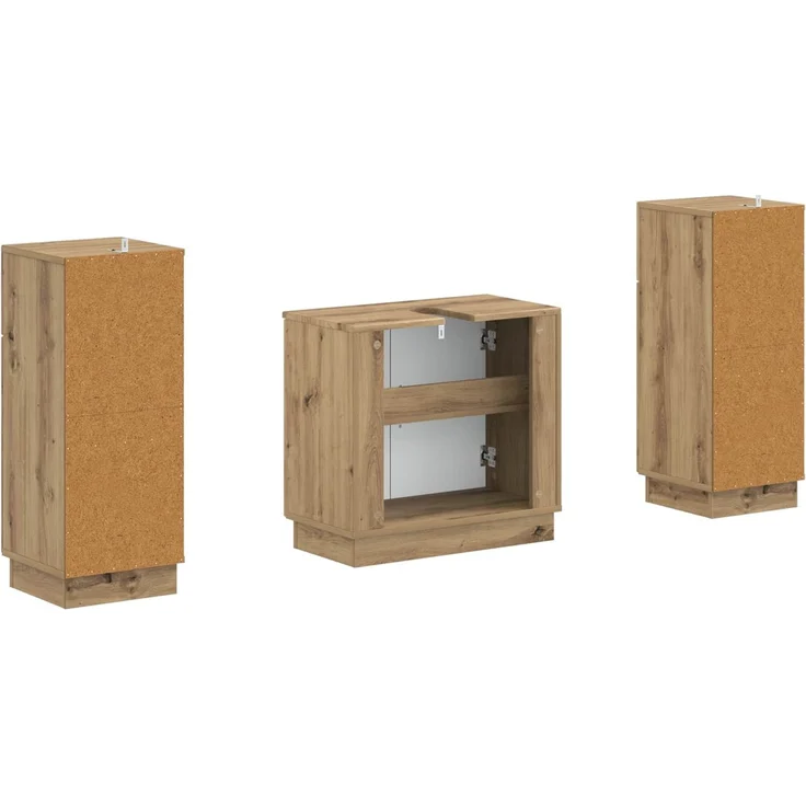 vidaXL 3-teiliges Badezimmer-Schranksystem HOORN 3 stk. Artisan-Eiche 3418043 – Bild 5