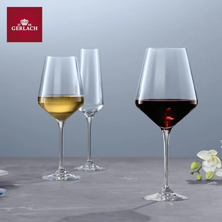 Gerlach 1760 Weingläser Rotweingläser Gläser Set 6 Stück 550 ml Rotweinkelche Kristallglas Wein Glas Spülmaschinenfest Modern, Rot – Bild 6