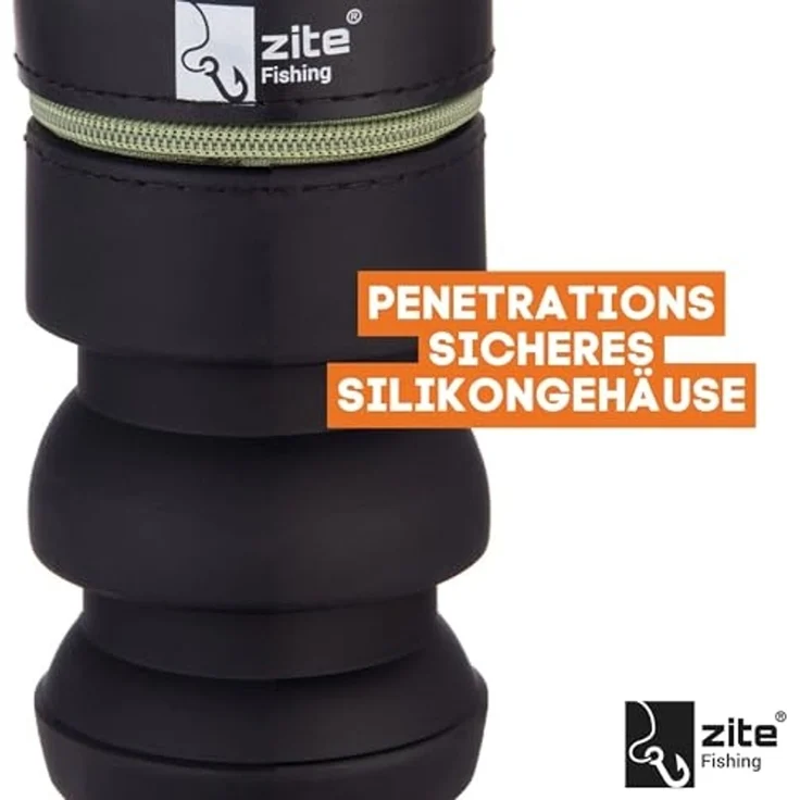 Zite Mülleimer Faltbar mit Karabiner aus Silikon Schwarz 8,5–12 cm Angeln & Outdoor, Durchstichsicher – Bild 5