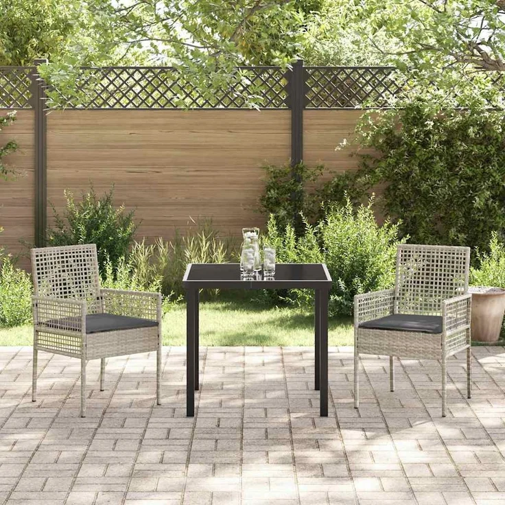 vidaXL Gartenstuhl 2 pcs Hellgrau 55 x 53 x 85 cm Poly-Rattan 42003450 – Bild 2