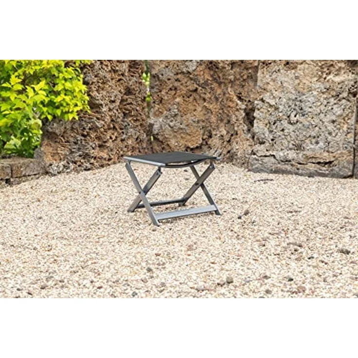 greemotion Klapphocker Grenada, Garten Fußhocker aus Aluminium und Textilene, Klappbar, Anthrazit/Schwarz – Bild 4