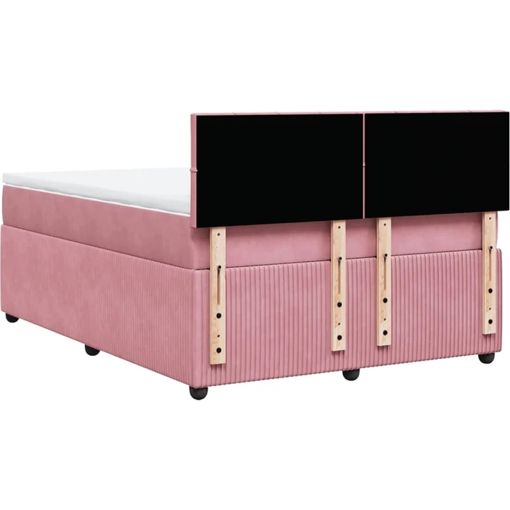 vidaXL Boxspringbett mit Matratze Rosa 160x200 cm Samt 3287787 – Bild 10