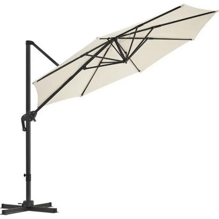 Songmics Sonnenschirm, Ø 300 cm, UPF 50+, 360° drehbar, mit Ständer