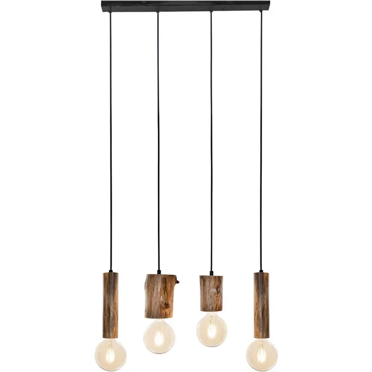 Hängeleuchte, Holz Eukalyptus, schwarz, H 150 cm
