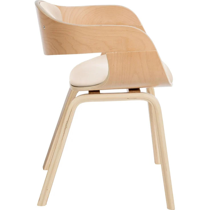 DELUKE® Besucherstuhl LONDON - 73x49x46cm, Natur/Creme Kunstleder Holz Gestell Konferenzstuhl Wartezimmerstuhl – Bild 4