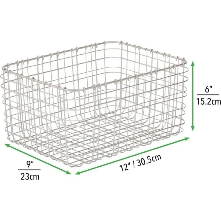 mDesign Allzweckkorb Aufbewahrung Drahtkorb Organizer 6er Set Metall Mattsilber – Bild 2