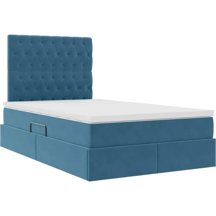 vidaXL Aufbewahrungsbett mit Matratze Dunkelblau 120 x 200 cm Samt 3372085 – Bild 5