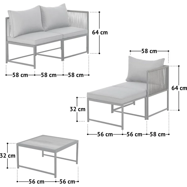 SVITA Gartenlounge-Set DETROIT, (Modul-Set), Gartenmöbel Flexibel Sofa Tisch Sessel Ottoman – Bild 3