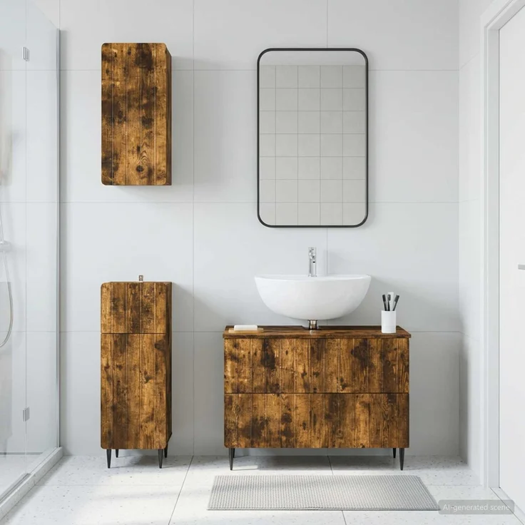 vidaXL 3-teiliges Badezimmer-Schranksystem ZWOLLE Raucheiche 3417761 – Bild 1