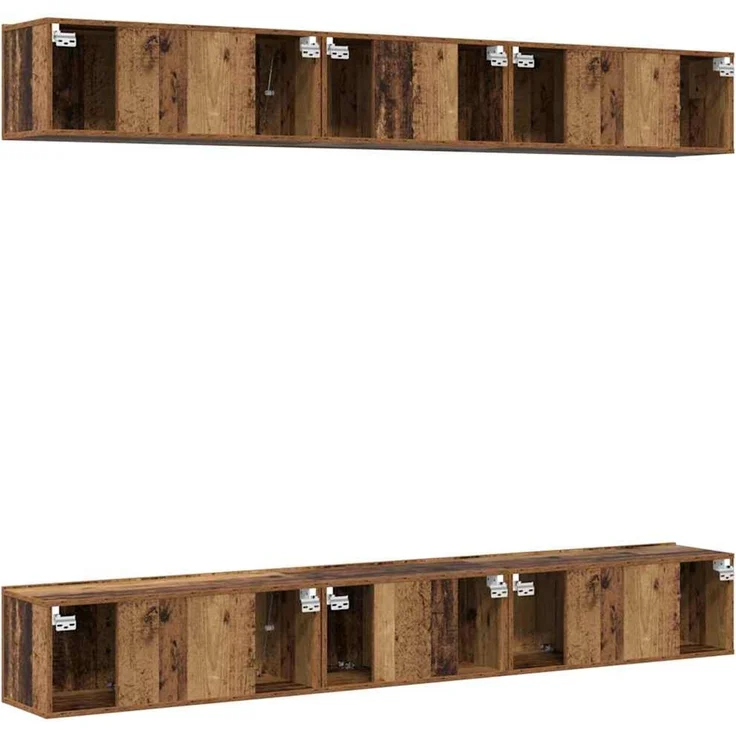 vidaXL TV-Schrankset Wandmontiert 6 pcs Altholz Holzwerkstoff 3393474 – Bild 8