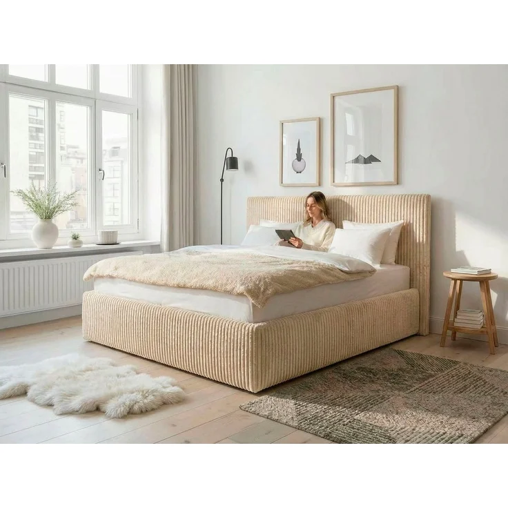 OTTO home Polsterbett AVVRA in der Größe 180x200 cm, mit Breitcord bezogen, wahlweise mit Lattenrost und King-Matratze (28cm) – Bild 5