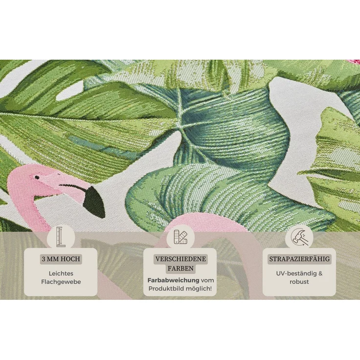 Hanse Home Tropical Flamingo In- & Outdoor Teppich – Flachgewebe, Tropical Jungel Florales Palmen Design, ÖKO-TEX Wetterfest & UV-beständig für Balkon, Terrasse, Garten, Wohnzimmer - Bunt, 120x180 cm – Bild 2