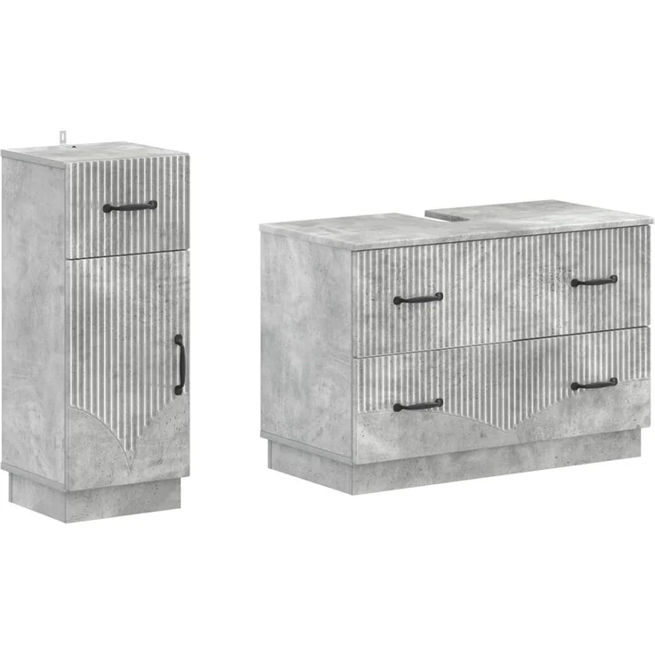 vidaXL 2-teiliges Badezimmer Schrank Set HOORN Betongrau Holzwerkstoff 3417714 – Bild 2
