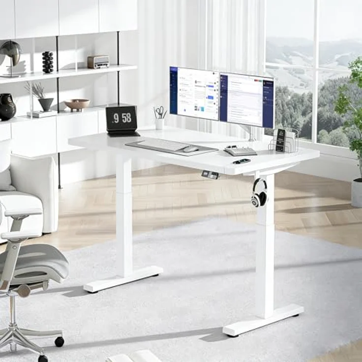 Devoko Höhenverstellbarer Schreibtisch 160x80 cm elektrisch, Höhenverstellung 71-121 cm mit Smart Control, 120 kg Tragkraft, für gesundes Arbeiten – Bild 3