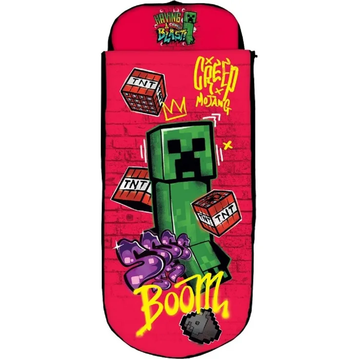 Minecraft Kinderschlafsack mit Luftmatratze 150 × 62 × 20 cm inklusive Pumpe und Reißverschlussbezug