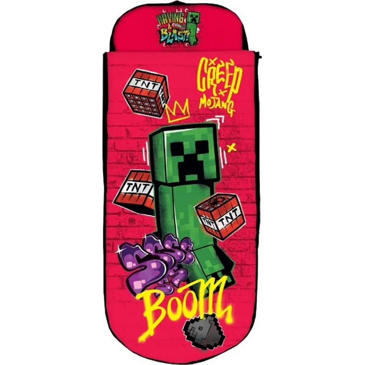 Minecraft Kinderschlafsack mit Luftmatratze 150 × 62 × 20 cm inklusive Pumpe und Reißverschlussbezug – Bild 1