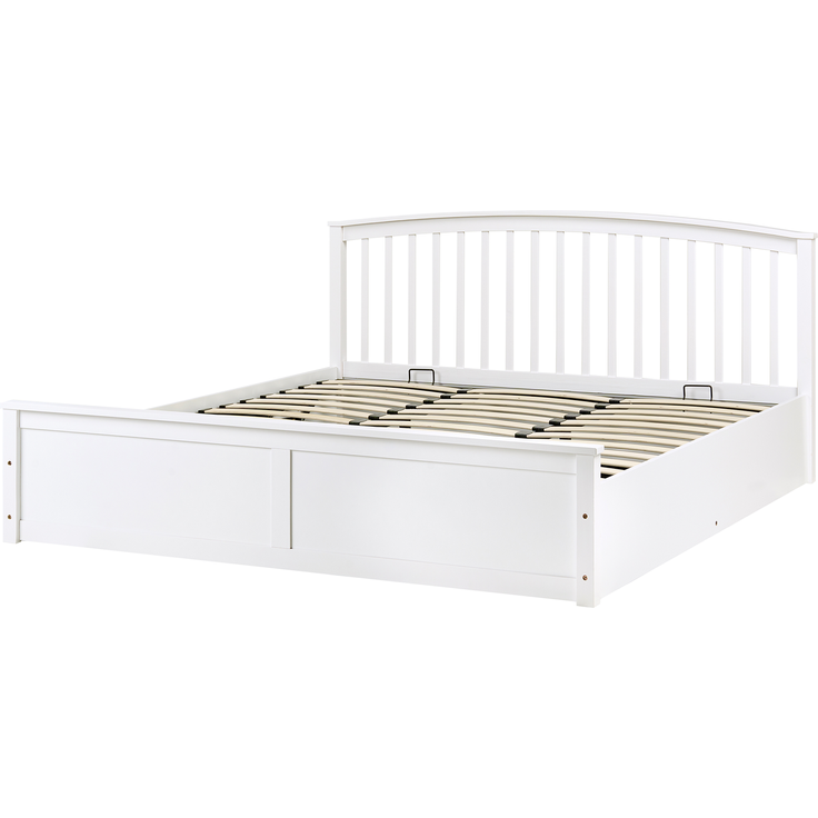Bett mit Stauraum Kiefernholz CLARBEC 180x200 cm Weiß – Bild 4