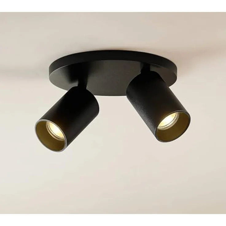 Arcchio Strahler Brinja, 2-flammige Deckenlampe in Schwarz aus Aluminium mit GU10 Fassung, moderne Flurleuchte – Bild 2