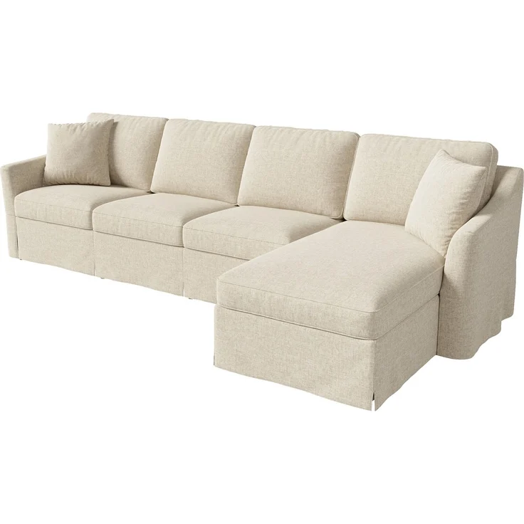 DESVIAE Sofa L-Form Beige aus Leinenoptik – 274x83x128,5 cm – Stauraum, abnehmbare Bezüge – Bild 7