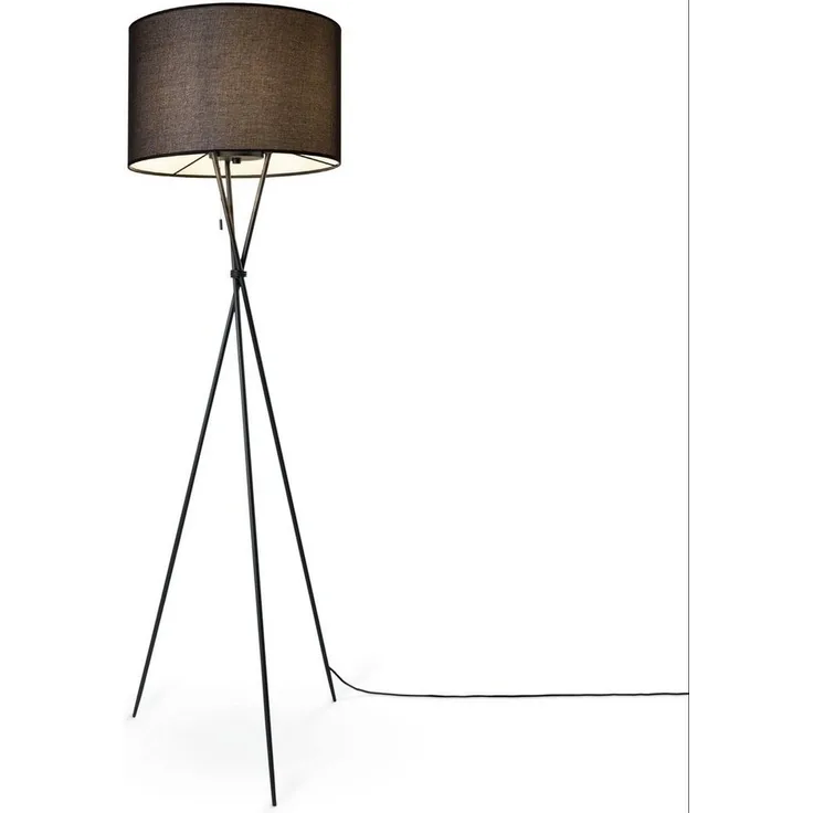 Paco Home Stehlampe KATE CANVAS UNI COLOR, ohne Leuchtmittel, Wohnzimmer Dreibein Stoffschirmlampe Standleuchte Textil Schirm E27