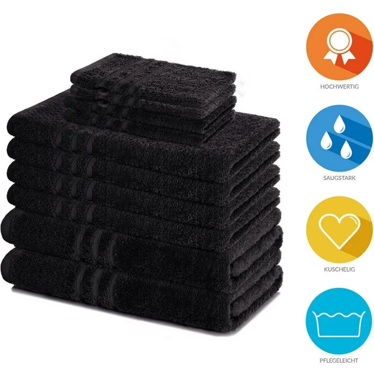Lavea Handtuch Set Elena, Duschtücher, Handtücher, Gästetücher, Waschhandschuhe, 100% Baumwolle (Set, 10-St), Frottierserie, weich & saugstark, pflegeleicht, 500 g/m² Frottier – Bild 2