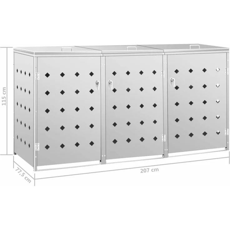 vidaXL Mülltonnenbox für 3 Tonnen 240 L Edelstahl 145381 – Bild 4