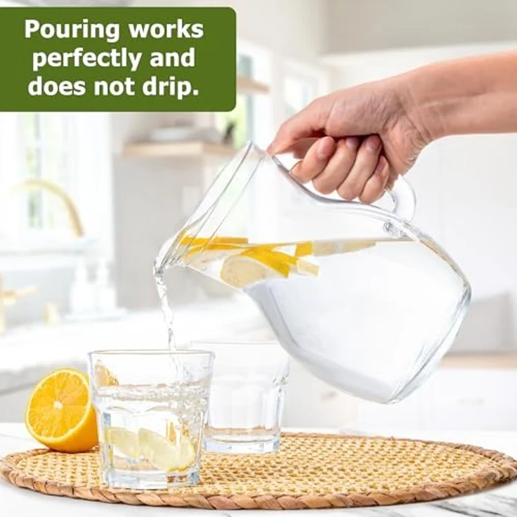 KONZEPT Wasserkrug Glaskrug Transparent Ergonomischer Griff, (2-tlg), Volumen: 1L, 500 ml, 250 ml. Set 1/2/3 Stk. – Bild 4
