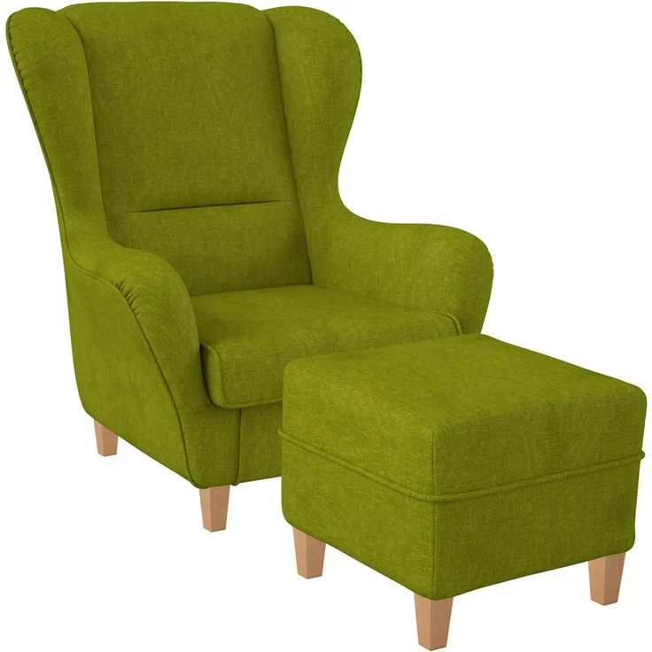 Supellex Sofia Ohrensessel mit Hocker | Design Vienna Hellgrün – Bild 1
