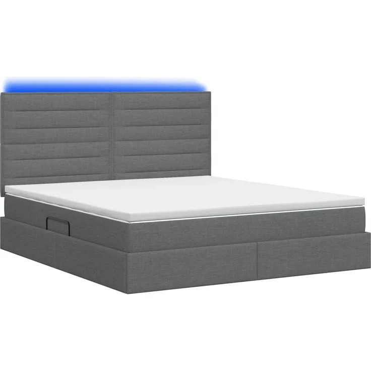 vidaXL LED-Speicherbett mit Matratze Dunkelgrau 180 x 200 cm Stoff 3459898 – Bild 9
