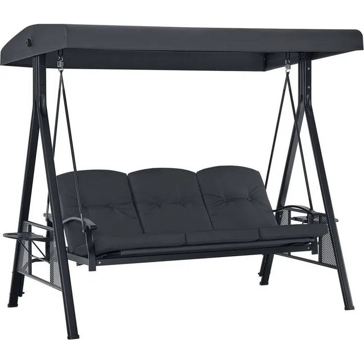 MCombo Hollywoodschaukel M MCombo 3-Sitzer Hollywoodschaukel mit Liegefunktion 4093(Dunkelgrau), Liegefunktion