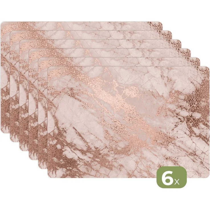 MuchoWow Platzset Marmor - Rosa - Luxus - Marmoroptik/print - Glitzer - Design, (6-St), Platzsets, Tischset, Abwaschbar, Tischsets, Platzdeckchen – Bild 1