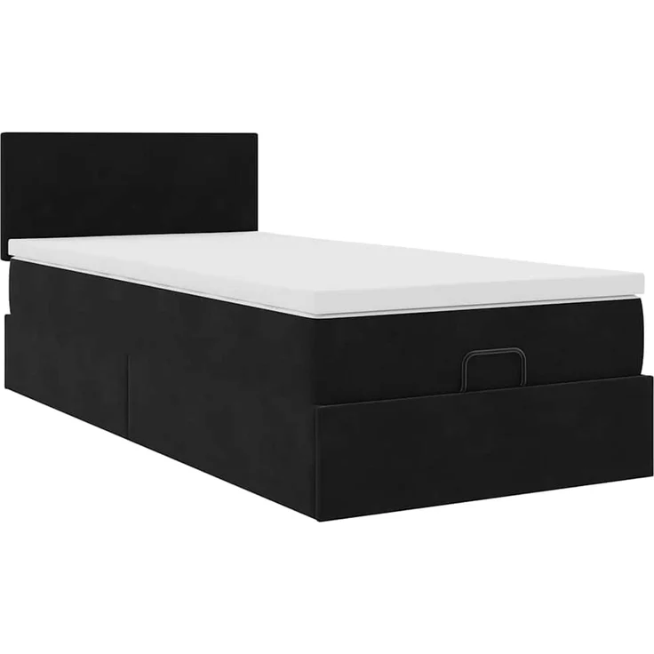 vidaXL Ottoman-Bett mit Matratze & LEDs Schwarz 90x200 cm Samt 3312526 – Bild 5