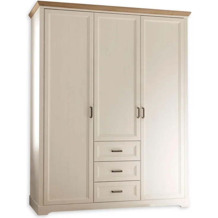 Kleiderschrank JASMIN 3-trg. 3 Schubladen Pinie weiß Nachbildung