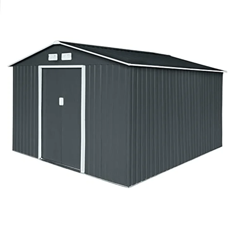 Hattoro XXXL Gerätehaus mit Schiebetüren und Satteldach, Metall anthrazit, 277 x 319 x 192 cm (BxTxH), 15 m³ – Bild 2
