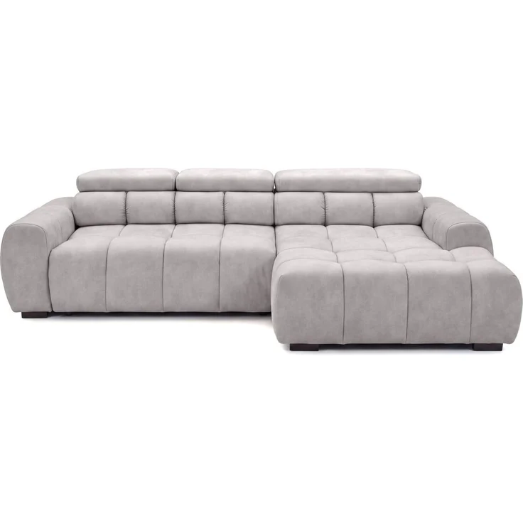 Ecksofa Schlafsofa VELUNIO RELAX in Stoff Salvador Hellgrau Ottomane Rechts – Bild 5