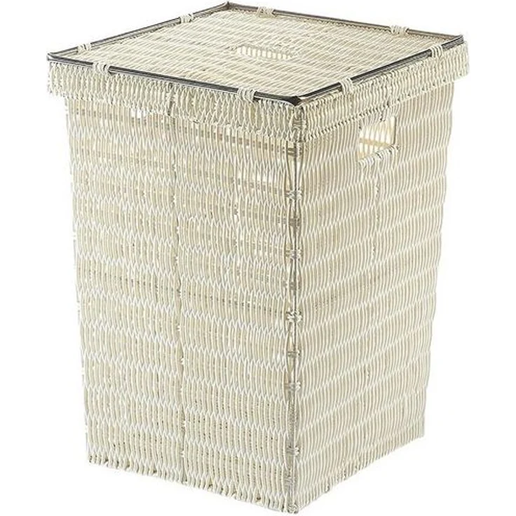 Kobolo Wäschekorb Wäschebehälter Korb mit Deckel aus Kunststoff - weiß (mit Deckel) – Bild 4