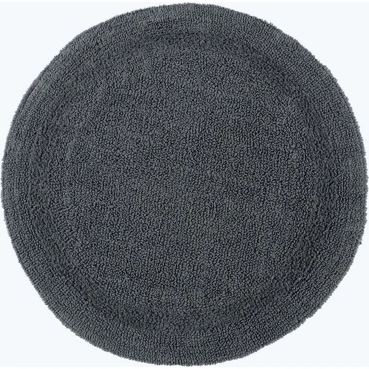 Homescapes Runde Badematte grau, Premium Badvorleger 80 cm, Badteppich Baumwolle mit Wende-Design – Bild 2