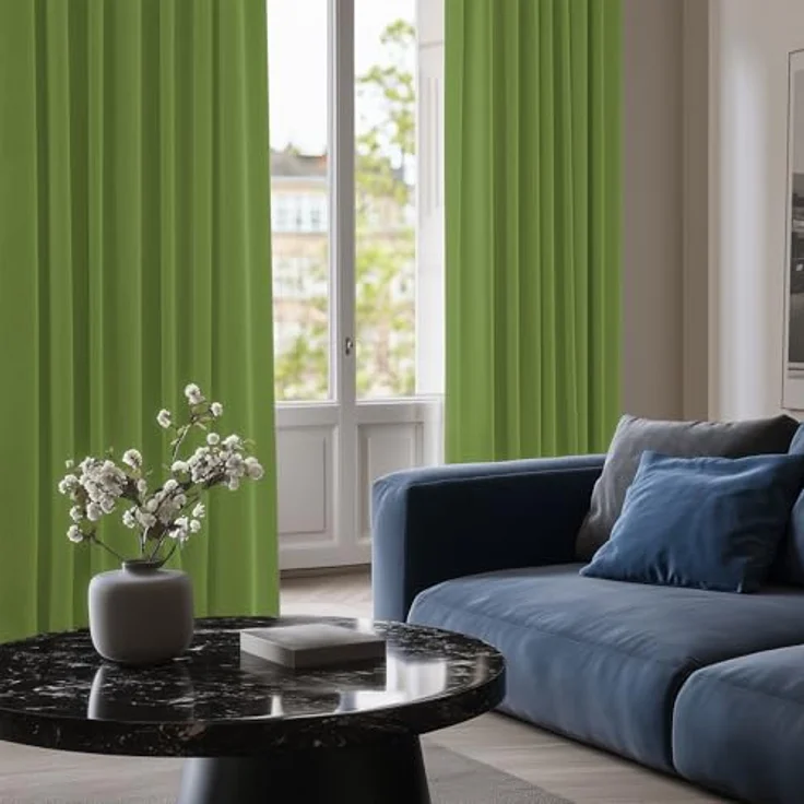 Deconovo Verdunkelungsgardine mit Ösen Gardinen Wohnzimmer Vorhang Blickdicht Dicke Thermogardine Kälteschutz warm Hitzeschutz, 280x140 cm(HöhexBreite), Apfelgrün, 2er Set – Bild 7