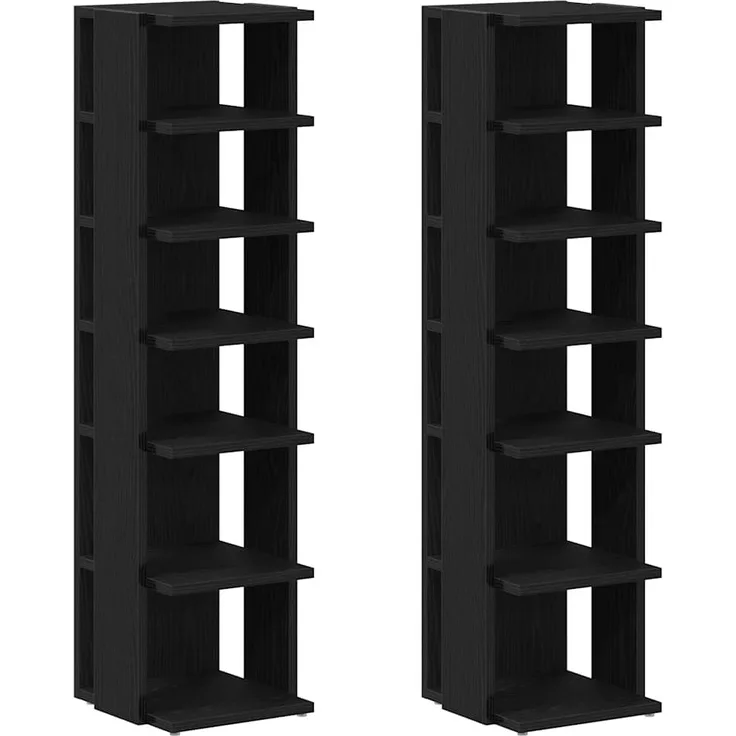 vidaXL Schuhschränke 2 Stk. Schwarz Eichen-Optik 25x27x102 cm 862067