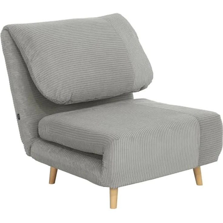 HOMCOM Sessel Verstellbar Klappmatratze Gästebett (Schlafsessel, 1-St, Schlafsofa), für Wohnzimmer, Schlafzimmer, Grau – Bild 2