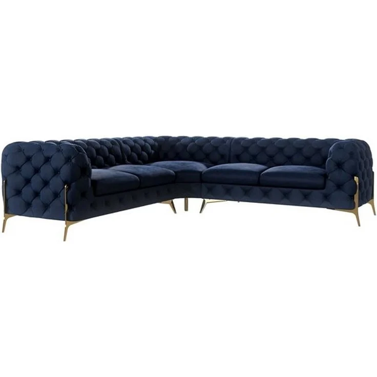 S-Style Möbel Ecksofa Chesterfield Ashley mit Goldene Metall Füßen, mit Wellenfederung – Bild 4