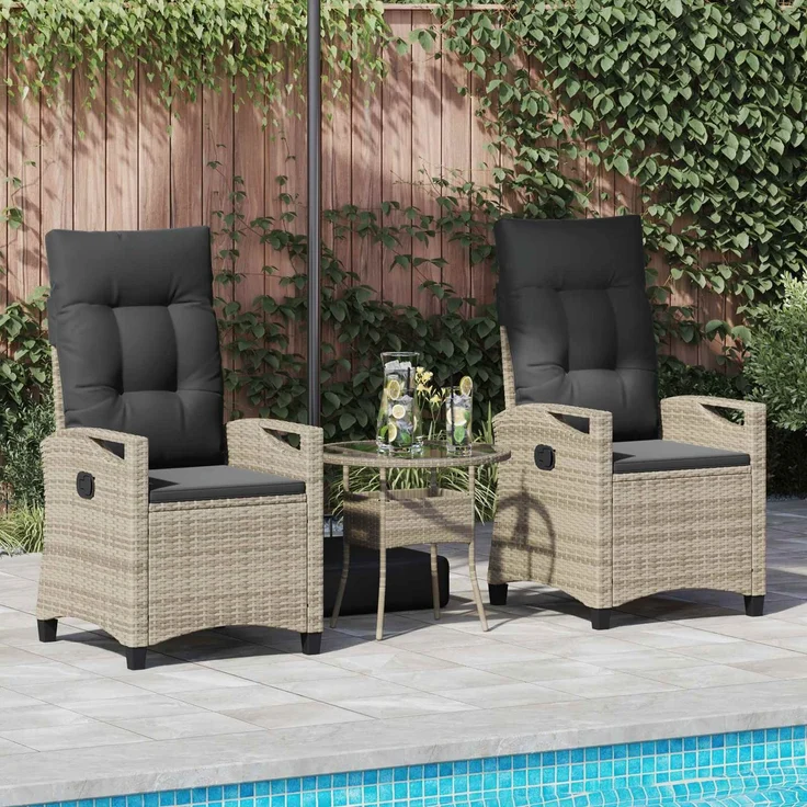 vidaXL Gartenstuhl 2 pcs Hellgrau und Dunkelgrau 56 x 60 x 112 cm 42026835 – Bild 3