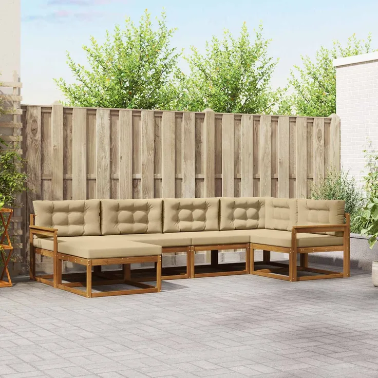 vidaXL Outdoor-Sofagarnitur 6 stk. 6-Sitzer Natur und Beige 3367816