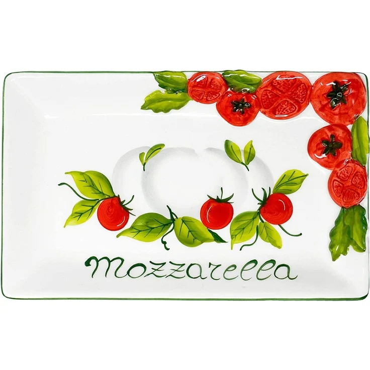 Lashuma Servierplatte Tomate Mozzarella, Keramik, (1-tlg, 26x16 cm), Servierteller rechteckig handbemalt Made in Italy – Bild 5