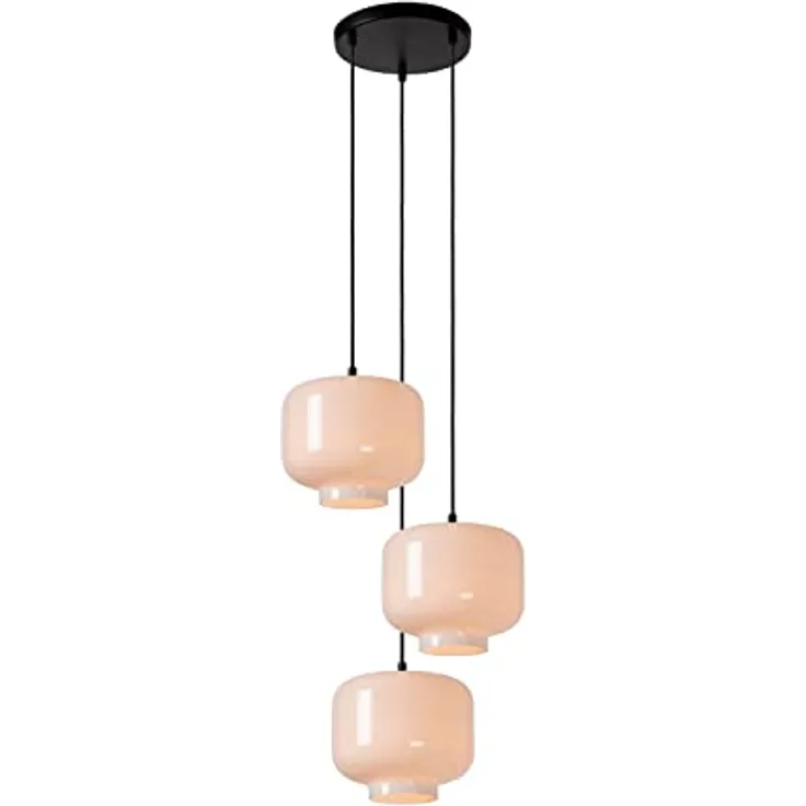 LUCIDE MEDINE Pendelleuchte Ø 46 cm, 3xE27, höhenverstellbar, Opalglas, dimmbar