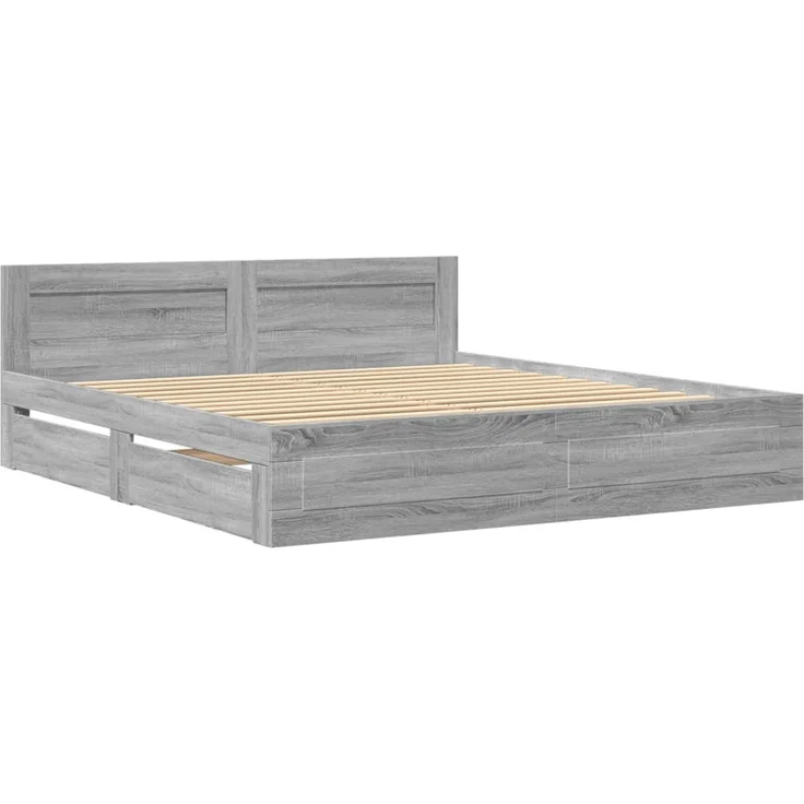 vidaXL Bettgestell mit Kopfteil Grau Sonoma 200x200cm Holzwerkstoff 3295539 – Bild 3