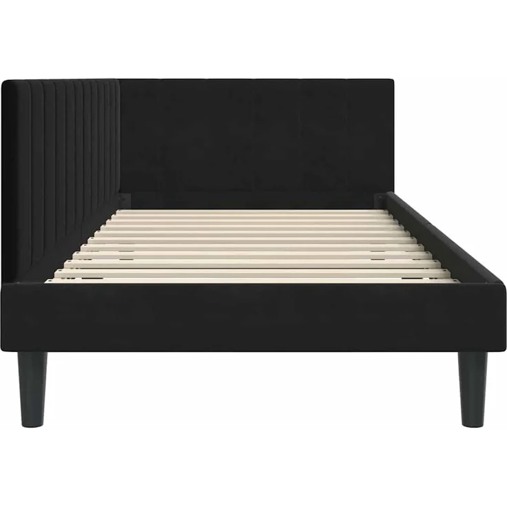 vidaXL Eckbettgestell mit Kopfteil Schwarz 100 cm x 200 cm Samt 42016363 – Bild 5