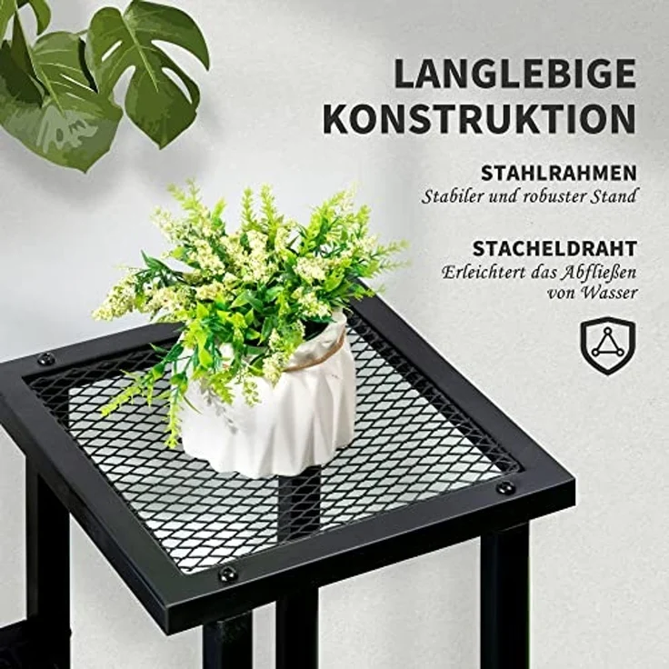 Outsunny Pflanzentreppe mit 4 Regalen, Wetterbeständig, Blumentreppe (Pflanzenregal, 1 St, Blumenständer), für Garten, Balkon, Schwarz – Bild 5