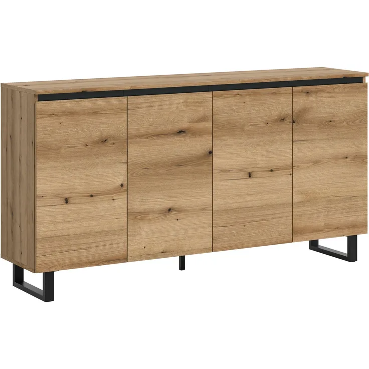 Sideboard B/H/T: 160x84x36 cm in Evoke Oak Nachbildung und schwarz