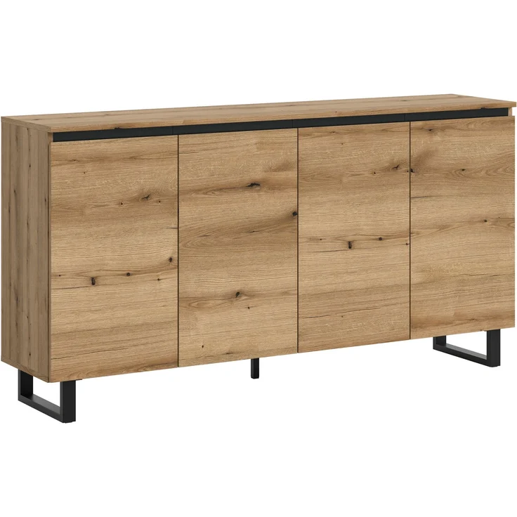 Sideboard B/H/T: 160x84x36 cm in Evoke Oak Nachbildung und schwarz – Bild 1